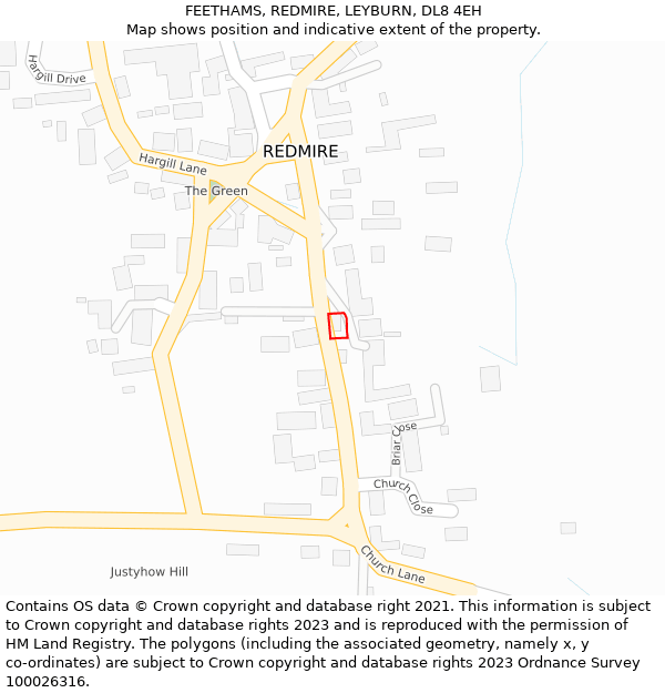 FEETHAMS, REDMIRE, LEYBURN, DL8 4EH: Location map and indicative extent of plot