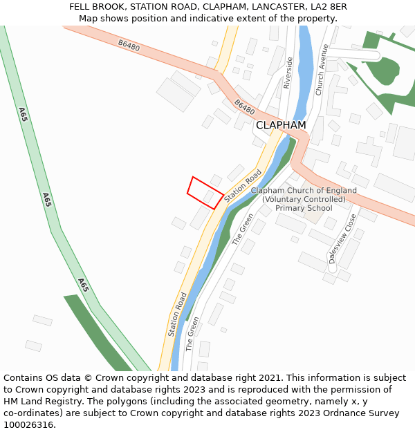 FELL BROOK, STATION ROAD, CLAPHAM, LANCASTER, LA2 8ER: Location map and indicative extent of plot