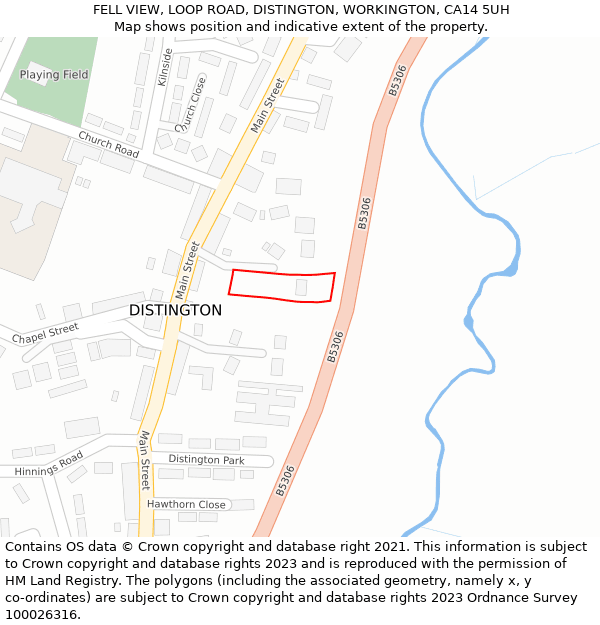 FELL VIEW, LOOP ROAD, DISTINGTON, WORKINGTON, CA14 5UH: Location map and indicative extent of plot