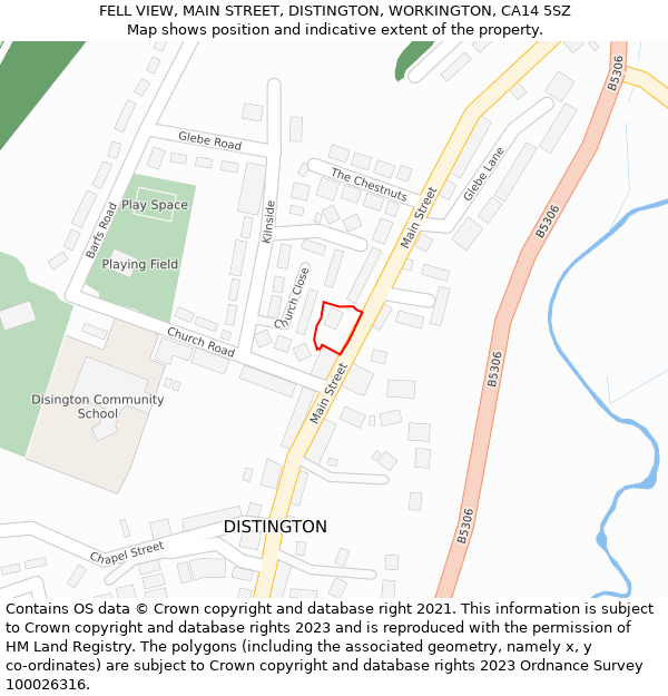 FELL VIEW, MAIN STREET, DISTINGTON, WORKINGTON, CA14 5SZ: Location map and indicative extent of plot