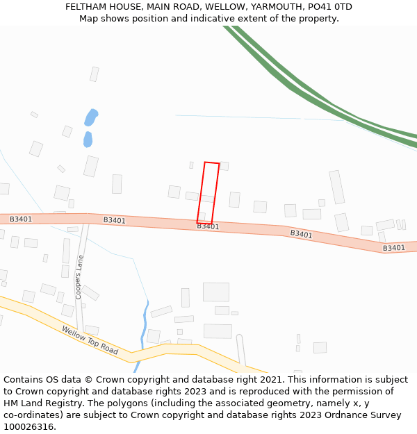 FELTHAM HOUSE, MAIN ROAD, WELLOW, YARMOUTH, PO41 0TD: Location map and indicative extent of plot