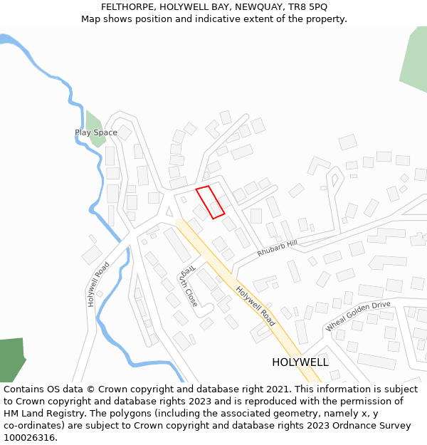 FELTHORPE, HOLYWELL BAY, NEWQUAY, TR8 5PQ: Location map and indicative extent of plot