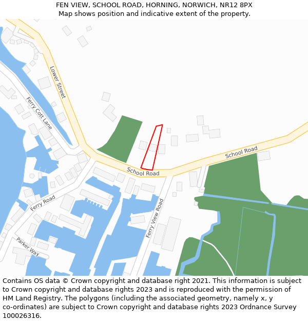 FEN VIEW, SCHOOL ROAD, HORNING, NORWICH, NR12 8PX: Location map and indicative extent of plot