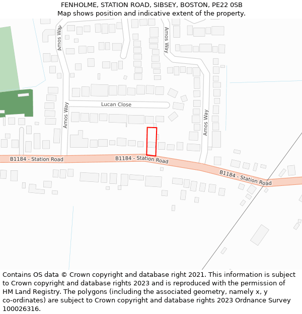 FENHOLME, STATION ROAD, SIBSEY, BOSTON, PE22 0SB: Location map and indicative extent of plot