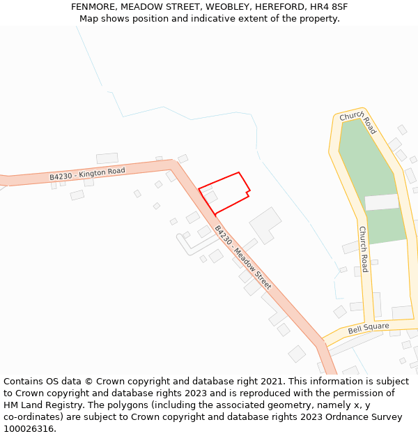 FENMORE, MEADOW STREET, WEOBLEY, HEREFORD, HR4 8SF: Location map and indicative extent of plot