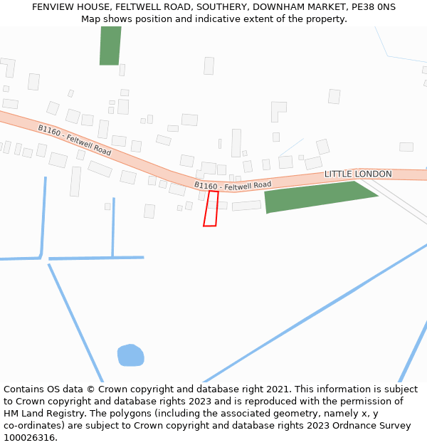 FENVIEW HOUSE, FELTWELL ROAD, SOUTHERY, DOWNHAM MARKET, PE38 0NS: Location map and indicative extent of plot