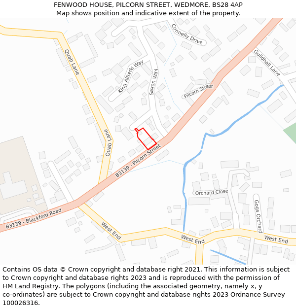 FENWOOD HOUSE, PILCORN STREET, WEDMORE, BS28 4AP: Location map and indicative extent of plot