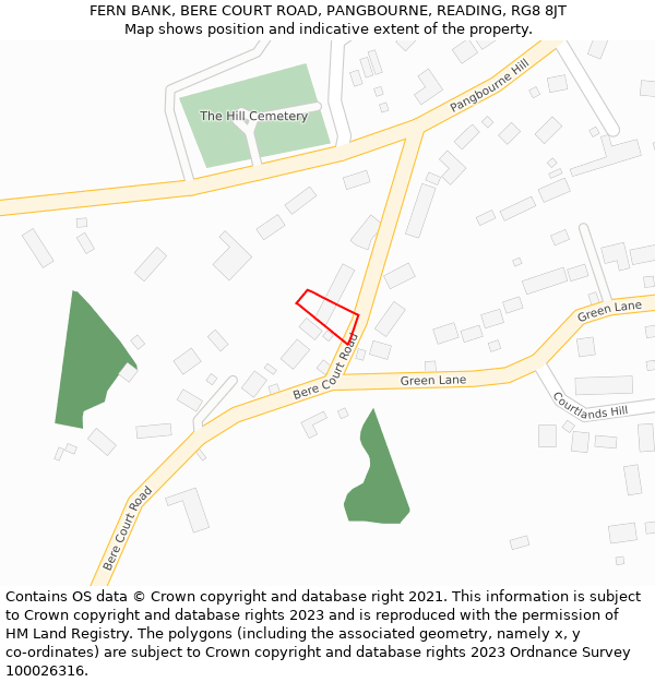 FERN BANK, BERE COURT ROAD, PANGBOURNE, READING, RG8 8JT: Location map and indicative extent of plot