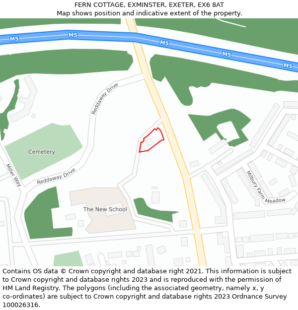 FERN COTTAGE, EXMINSTER, EXETER, EX6 8AT: Location map and indicative extent of plot