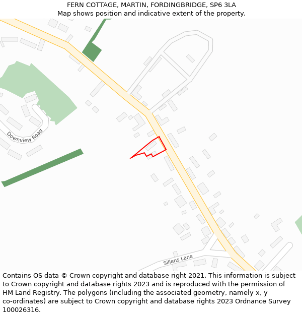 FERN COTTAGE, MARTIN, FORDINGBRIDGE, SP6 3LA: Location map and indicative extent of plot