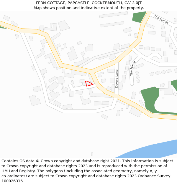 FERN COTTAGE, PAPCASTLE, COCKERMOUTH, CA13 0JT: Location map and indicative extent of plot