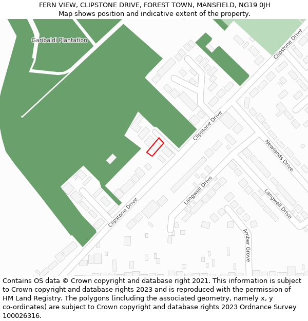 FERN VIEW, CLIPSTONE DRIVE, FOREST TOWN, MANSFIELD, NG19 0JH: Location map and indicative extent of plot