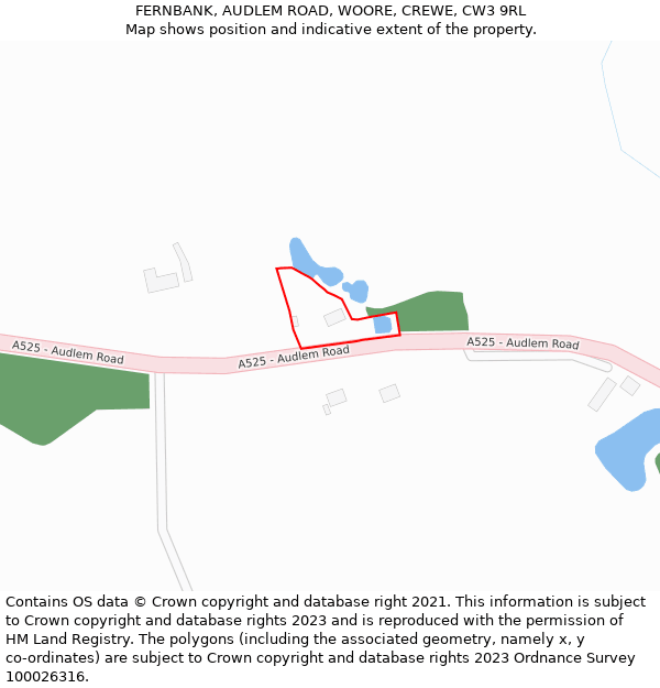 FERNBANK, AUDLEM ROAD, WOORE, CREWE, CW3 9RL: Location map and indicative extent of plot