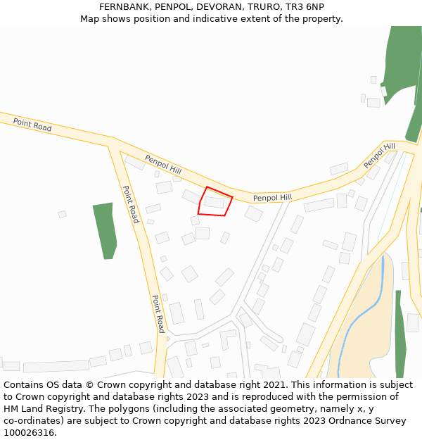 FERNBANK, PENPOL, DEVORAN, TRURO, TR3 6NP: Location map and indicative extent of plot