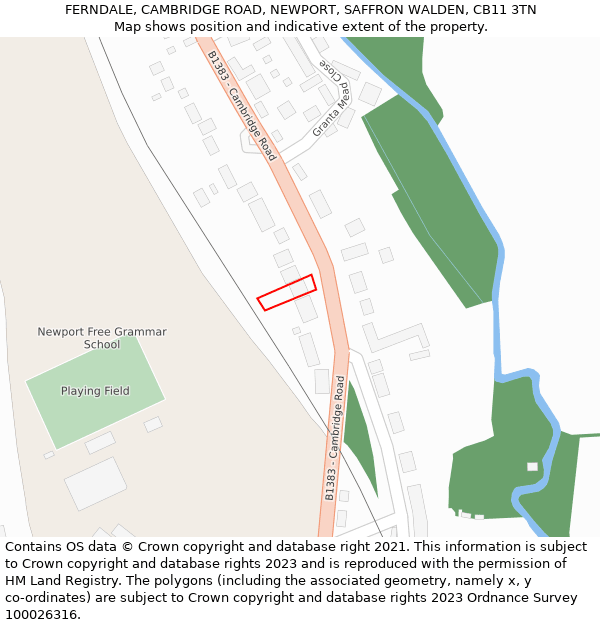 FERNDALE, CAMBRIDGE ROAD, NEWPORT, SAFFRON WALDEN, CB11 3TN: Location map and indicative extent of plot