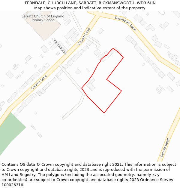 FERNDALE, CHURCH LANE, SARRATT, RICKMANSWORTH, WD3 6HN: Location map and indicative extent of plot