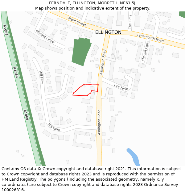 FERNDALE, ELLINGTON, MORPETH, NE61 5JJ: Location map and indicative extent of plot