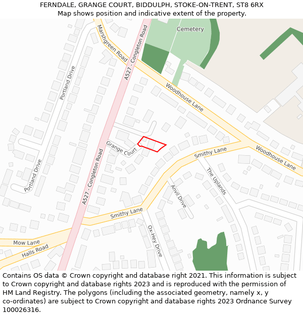 FERNDALE, GRANGE COURT, BIDDULPH, STOKE-ON-TRENT, ST8 6RX: Location map and indicative extent of plot