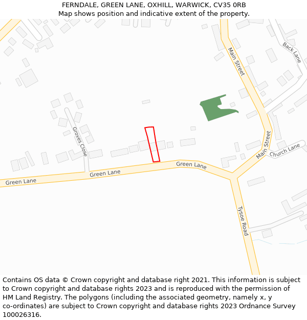 FERNDALE, GREEN LANE, OXHILL, WARWICK, CV35 0RB: Location map and indicative extent of plot