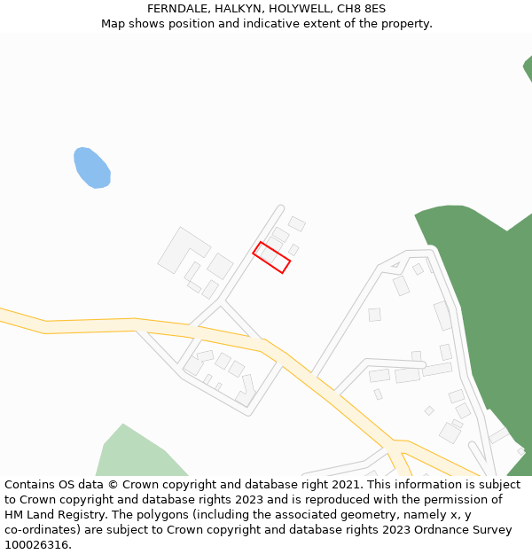 FERNDALE, HALKYN, HOLYWELL, CH8 8ES: Location map and indicative extent of plot