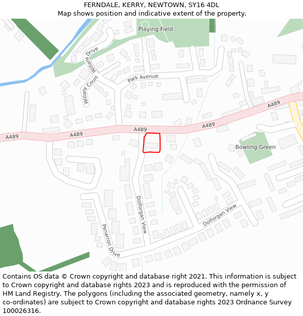 FERNDALE, KERRY, NEWTOWN, SY16 4DL: Location map and indicative extent of plot