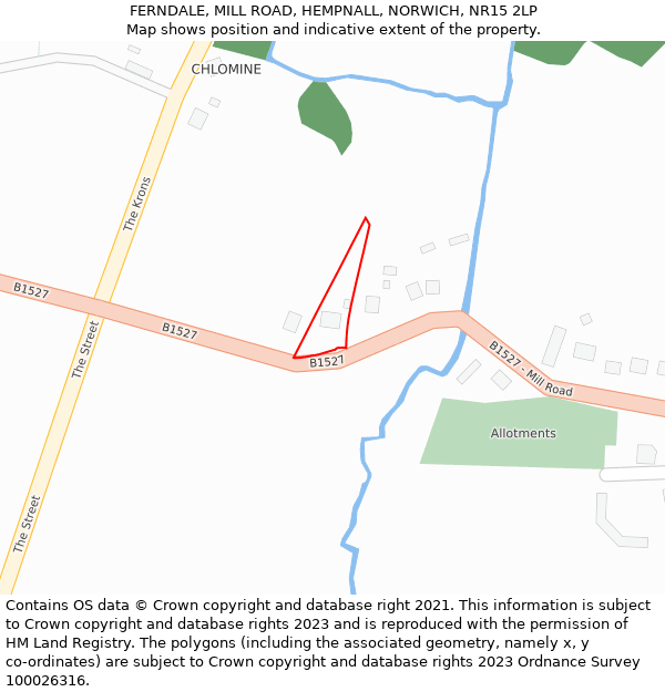 FERNDALE, MILL ROAD, HEMPNALL, NORWICH, NR15 2LP: Location map and indicative extent of plot