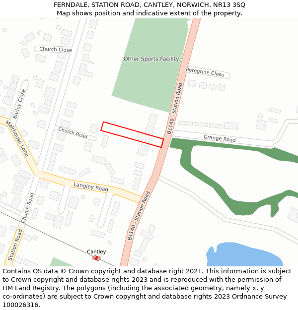 FERNDALE, STATION ROAD, CANTLEY, NORWICH, NR13 3SQ: Location map and indicative extent of plot