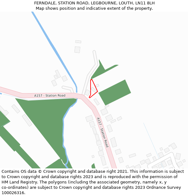 FERNDALE, STATION ROAD, LEGBOURNE, LOUTH, LN11 8LH: Location map and indicative extent of plot