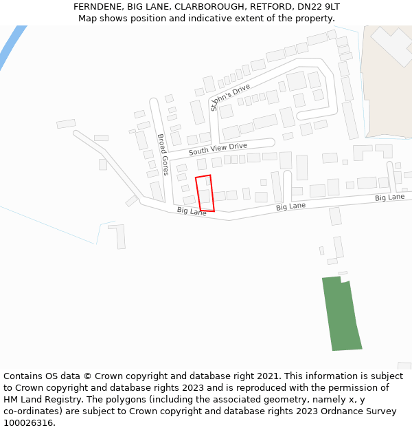 FERNDENE, BIG LANE, CLARBOROUGH, RETFORD, DN22 9LT: Location map and indicative extent of plot