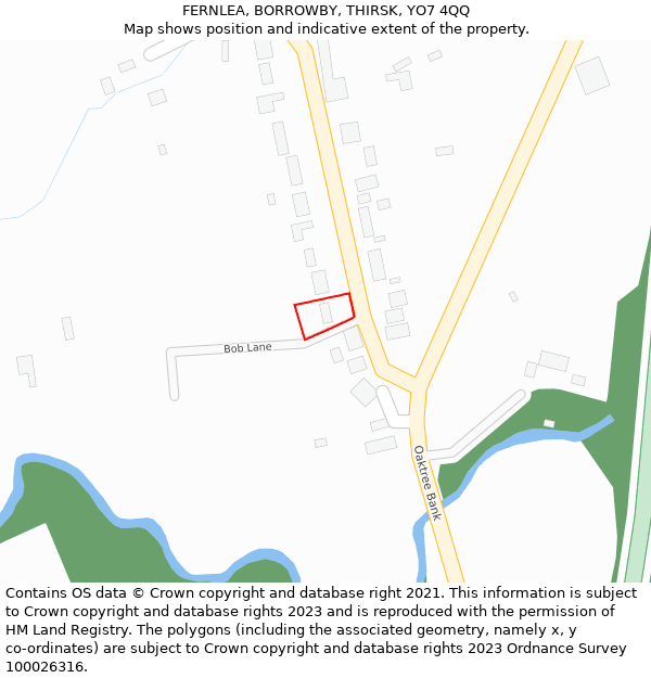 FERNLEA, BORROWBY, THIRSK, YO7 4QQ: Location map and indicative extent of plot