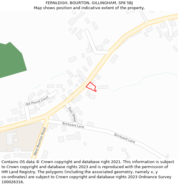 FERNLEIGH, BOURTON, GILLINGHAM, SP8 5BJ: Location map and indicative extent of plot