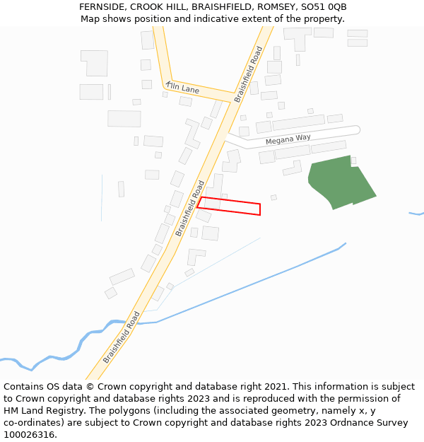 FERNSIDE, CROOK HILL, BRAISHFIELD, ROMSEY, SO51 0QB: Location map and indicative extent of plot