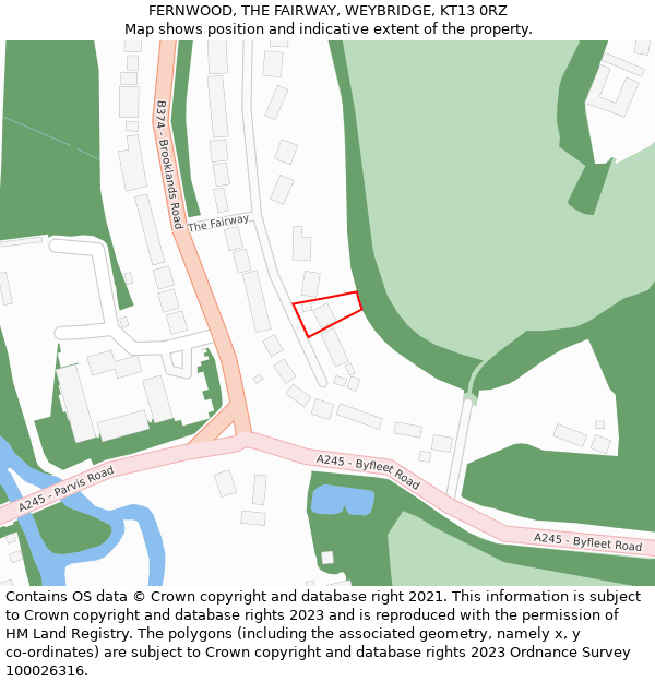 FERNWOOD, THE FAIRWAY, WEYBRIDGE, KT13 0RZ: Location map and indicative extent of plot