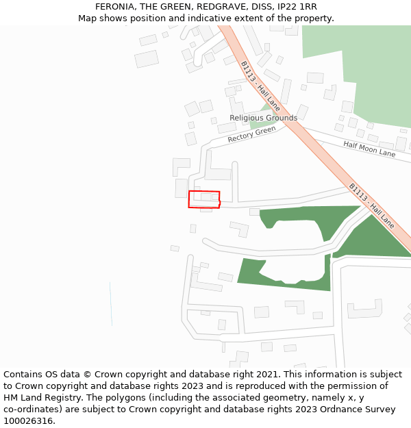 FERONIA, THE GREEN, REDGRAVE, DISS, IP22 1RR: Location map and indicative extent of plot