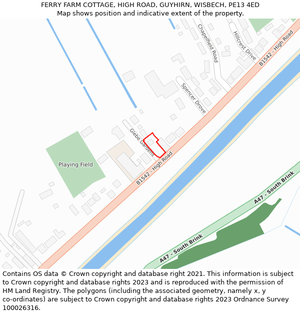 FERRY FARM COTTAGE, HIGH ROAD, GUYHIRN, WISBECH, PE13 4ED: Location map and indicative extent of plot