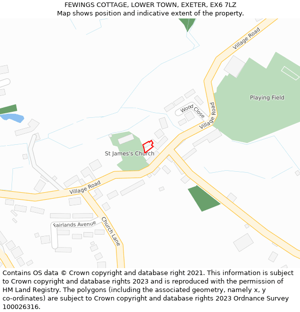 FEWINGS COTTAGE, LOWER TOWN, EXETER, EX6 7LZ: Location map and indicative extent of plot
