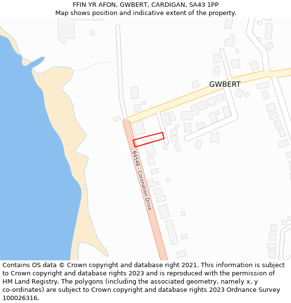 FFIN YR AFON, GWBERT, CARDIGAN, SA43 1PP: Location map and indicative extent of plot