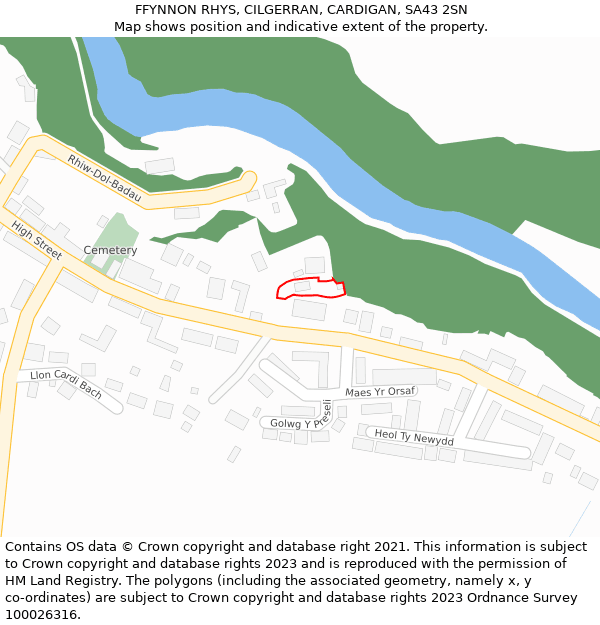 FFYNNON RHYS, CILGERRAN, CARDIGAN, SA43 2SN: Location map and indicative extent of plot