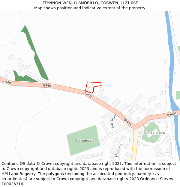 FFYNNON WEN, LLANDRILLO, CORWEN, LL21 0ST: Location map and indicative extent of plot