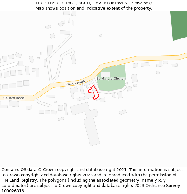 FIDDLERS COTTAGE, ROCH, HAVERFORDWEST, SA62 6AQ: Location map and indicative extent of plot