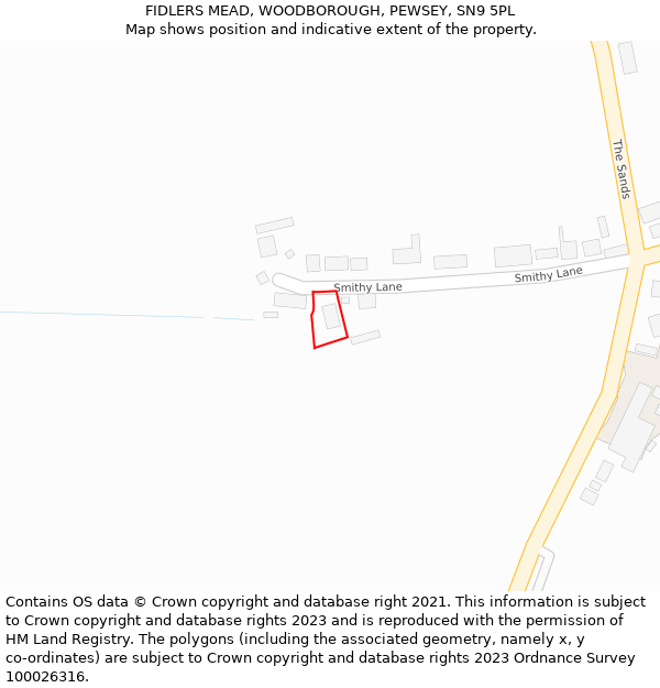 FIDLERS MEAD, WOODBOROUGH, PEWSEY, SN9 5PL: Location map and indicative extent of plot