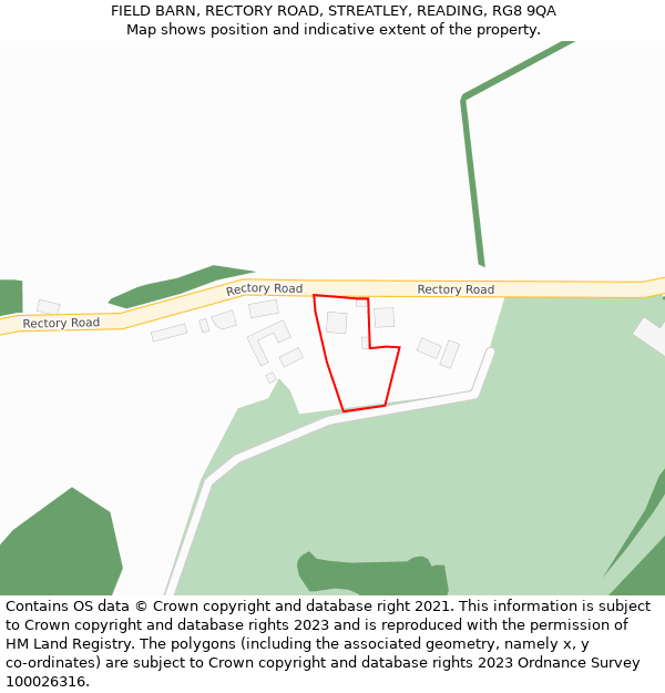 FIELD BARN, RECTORY ROAD, STREATLEY, READING, RG8 9QA: Location map and indicative extent of plot