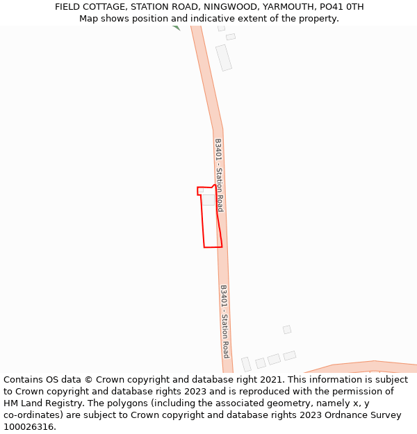 FIELD COTTAGE, STATION ROAD, NINGWOOD, YARMOUTH, PO41 0TH: Location map and indicative extent of plot