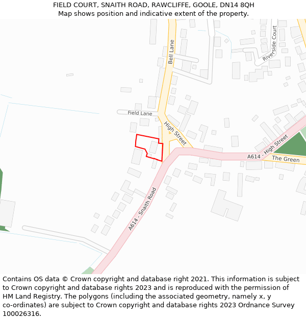 FIELD COURT, SNAITH ROAD, RAWCLIFFE, GOOLE, DN14 8QH: Location map and indicative extent of plot