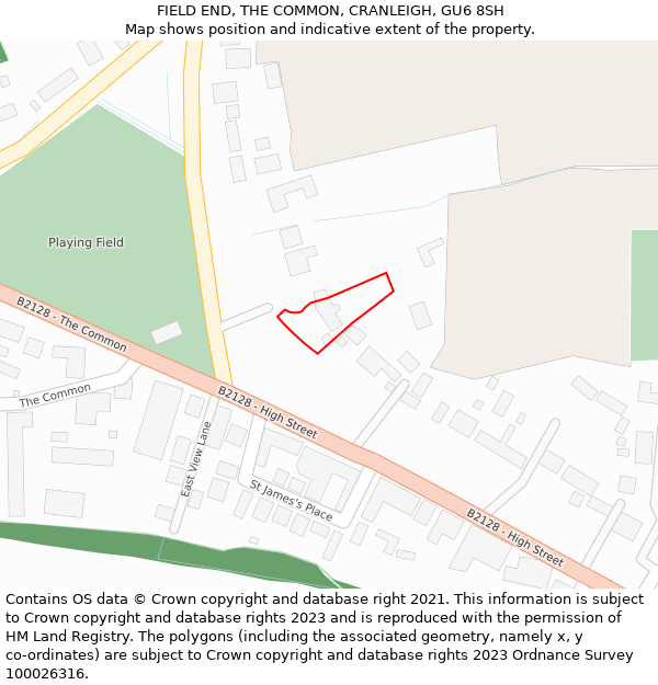 FIELD END, THE COMMON, CRANLEIGH, GU6 8SH: Location map and indicative extent of plot