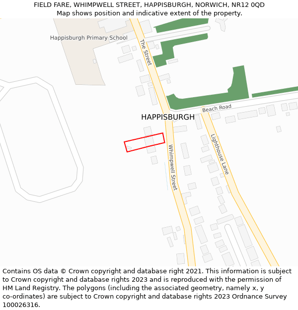 FIELD FARE, WHIMPWELL STREET, HAPPISBURGH, NORWICH, NR12 0QD: Location map and indicative extent of plot