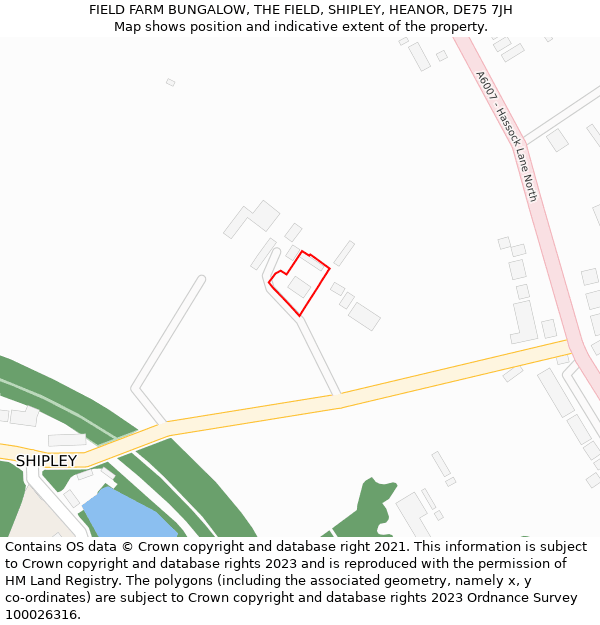 FIELD FARM BUNGALOW, THE FIELD, SHIPLEY, HEANOR, DE75 7JH: Location map and indicative extent of plot