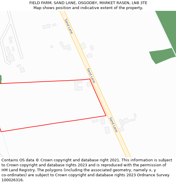 FIELD FARM, SAND LANE, OSGODBY, MARKET RASEN, LN8 3TE: Location map and indicative extent of plot