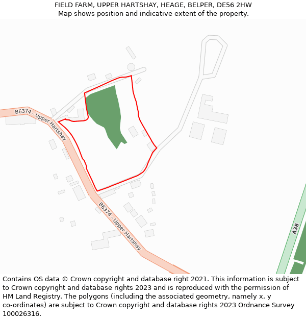 FIELD FARM, UPPER HARTSHAY, HEAGE, BELPER, DE56 2HW: Location map and indicative extent of plot