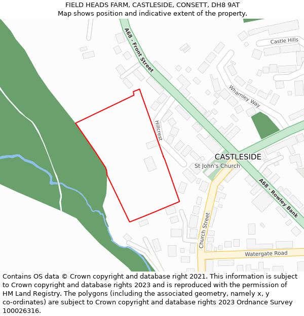 FIELD HEADS FARM, CASTLESIDE, CONSETT, DH8 9AT: Location map and indicative extent of plot